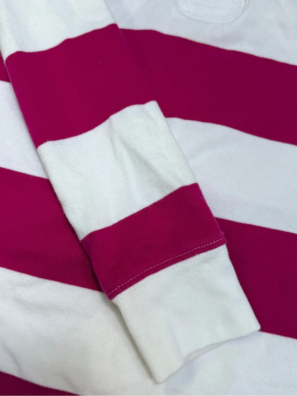 Ralph Lauren Sport Striped Rugby Shirt in White & Berry